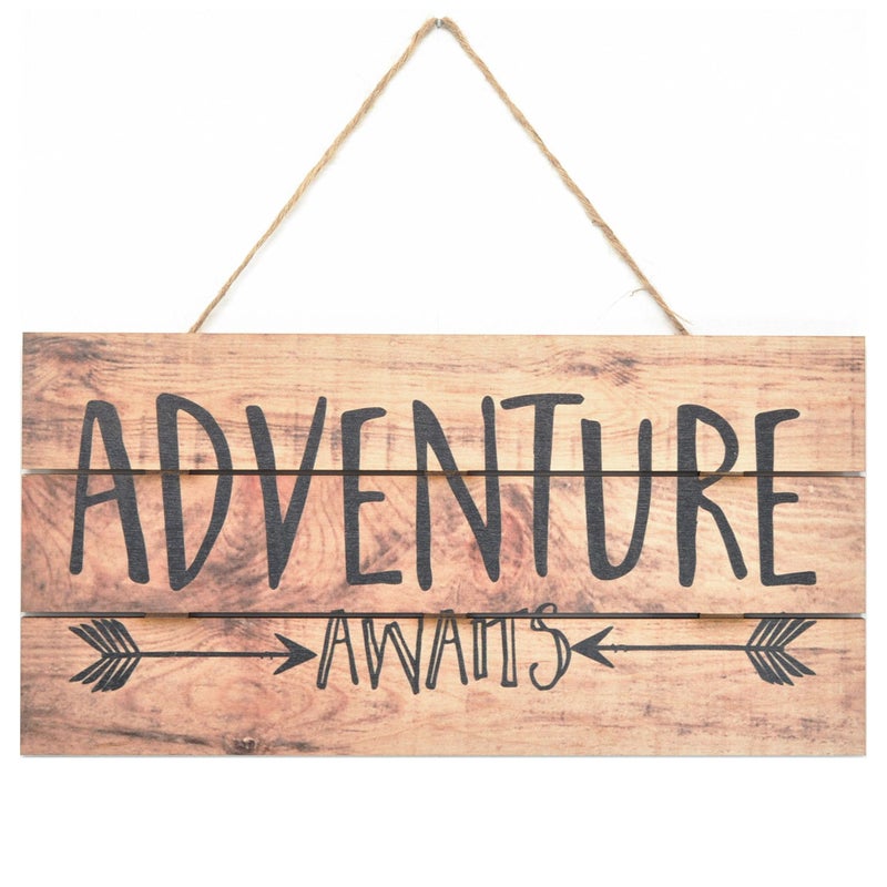 MRC Wood Products MRC Wood Products Adventure Awaits Rustic Wooden Plank Sign 5x10 