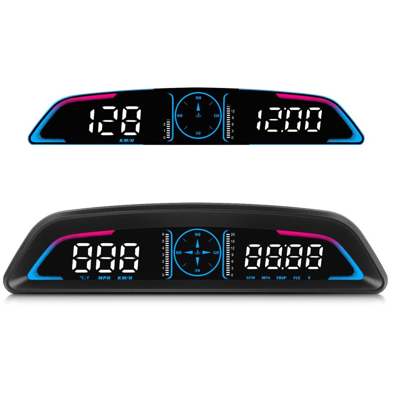 MAIMEIMI OBD2 Speedometer for Car Digital with Time, Speed, Mileage, RPM, Volt, Water Temp, Overspeed, Fatigued Driving Alert LCD Screen OBD2 Guage Display for Car Head Up Display HUD for Most 2008+ Sedan Cars - Image 1