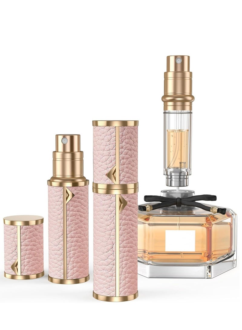 Oasisgalore Refillable Perfume Atomizer, Leather Bottom-Filling, Portable 5ml Sprayer for Travel, Purse, Gift (Pink)  - Image 1