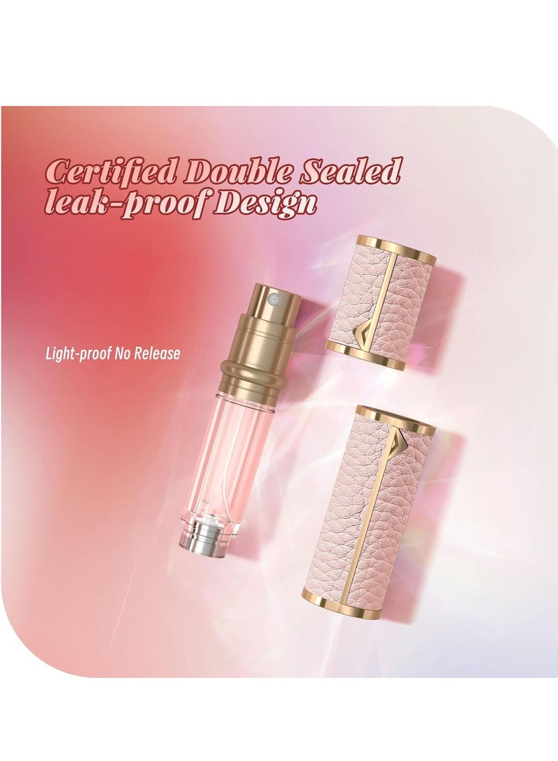 Oasisgalore Refillable Perfume Atomizer, Leather Bottom-Filling, Portable 5ml Sprayer for Travel, Purse, Gift (Pink)  - Image 3