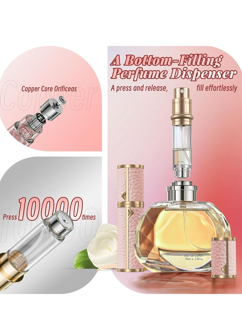 Oasisgalore Refillable Perfume Atomizer, Leather Bottom-Filling, Portable 5ml Sprayer for Travel, Purse, Gift (Pink)  - Image 4