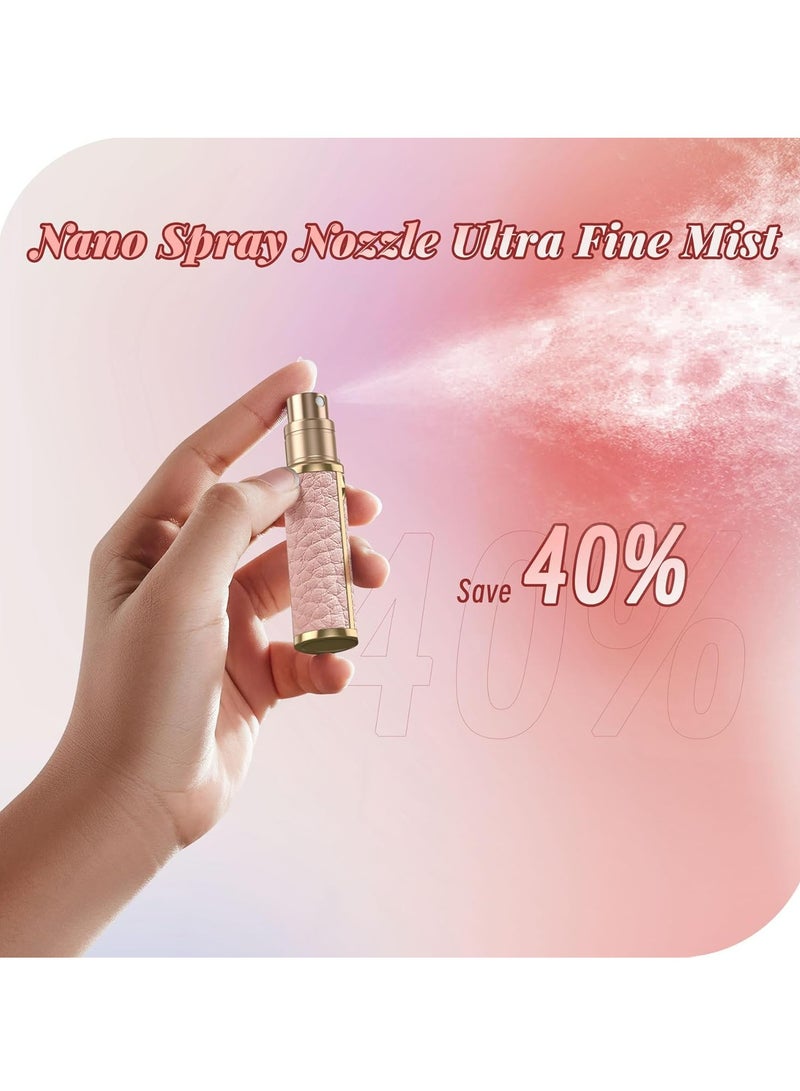 Oasisgalore Refillable Perfume Atomizer, Leather Bottom-Filling, Portable 5ml Sprayer for Travel, Purse, Gift (Pink)  - Image 5