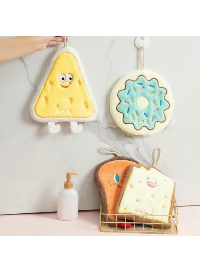Cute 3D Cartoon Microfiber Kitchen Towel with Hanging Loop – Super Absorbent Soft Dish Drying and Hand Towel – Bread, Cheese, Donut and Dessert Plush Designs for Kitchen and Bathroom Daily Use - Image 5