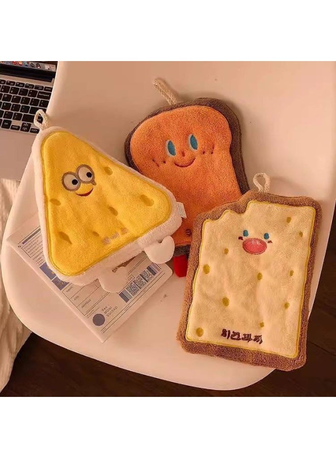 Cute 3D Cartoon Microfiber Kitchen Towel with Hanging Loop – Super Absorbent Soft Dish Drying and Hand Towel – Bread, Cheese, Donut and Dessert Plush Designs for Kitchen and Bathroom Daily Use - Image 4