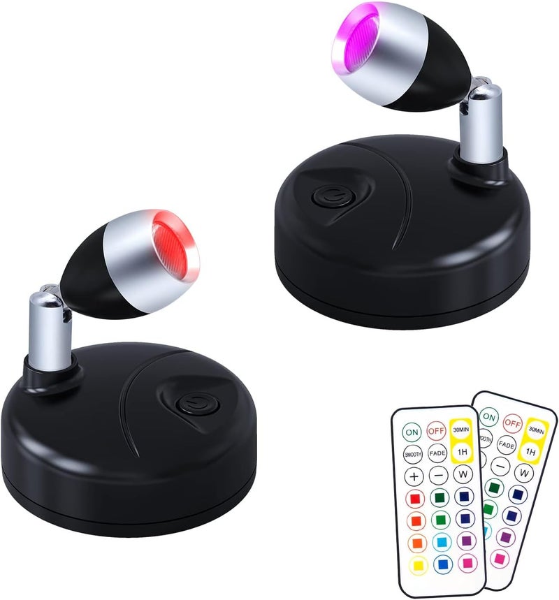 HFCDL Wireless LED Spot Light Indoor Color Changing Battery Operated Picture Light Stick On Anywhere with Dimmer & Timer 60 Lumens 13 RGB Colour for Home Decor, Displaying Artwork, Dartboard - Image 1