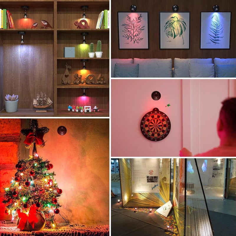 HFCDL Wireless LED Spot Light Indoor Color Changing Battery Operated Picture Light Stick On Anywhere with Dimmer & Timer 60 Lumens 13 RGB Colour for Home Decor, Displaying Artwork, Dartboard - Image 2