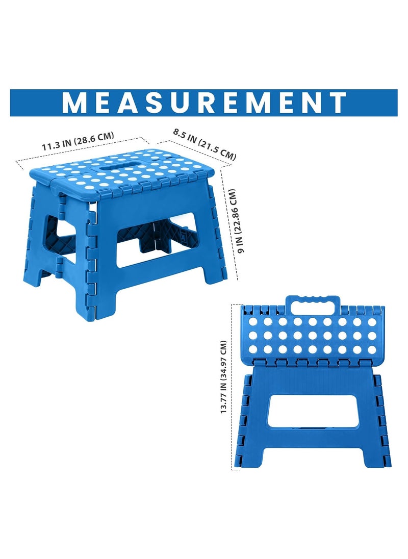 Vparty - Home Folding Step Stool - (Pack of 2) Foot Stool with 9 Inch Height - Holds Up to 300 lbs - Lightweight Plastic Foldable Step Stool for Kitchen, Bathroom & Living Room - Image 1