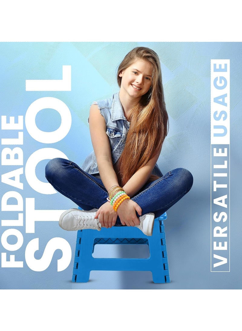 Vparty - Home Folding Step Stool - (Pack of 2) Foot Stool with 9 Inch Height - Holds Up to 300 lbs - Lightweight Plastic Foldable Step Stool for Kitchen, Bathroom & Living Room - Image 1