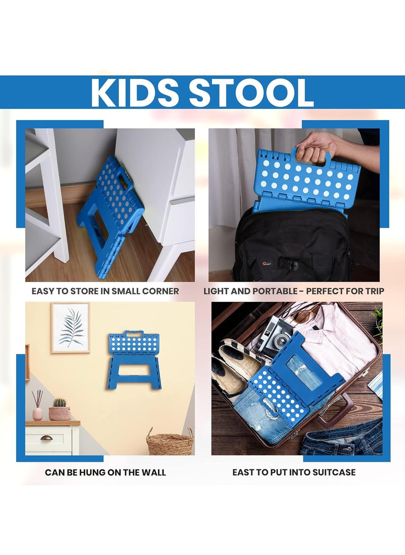 Vparty - Home Folding Step Stool - (Pack of 2) Foot Stool with 9 Inch Height - Holds Up to 300 lbs - Lightweight Plastic Foldable Step Stool for Kitchen, Bathroom & Living Room - Image 1