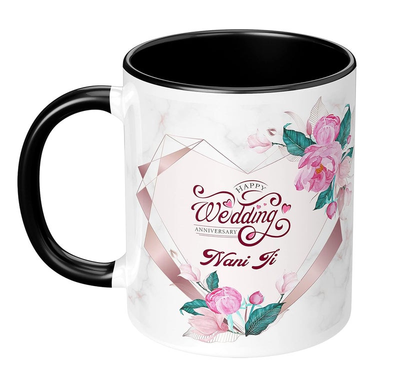 NH10 DESIGNS NH10 DESIGNS Happy Anniversary Printed Coffee Mug with Keychain Pack of 2 for Nana Ji and Nani Ji Marriage Anniversary Gift for Nanu Nani Best Gift for Wedding Anniversary HWA2PF3TMK 22  - Image 3
