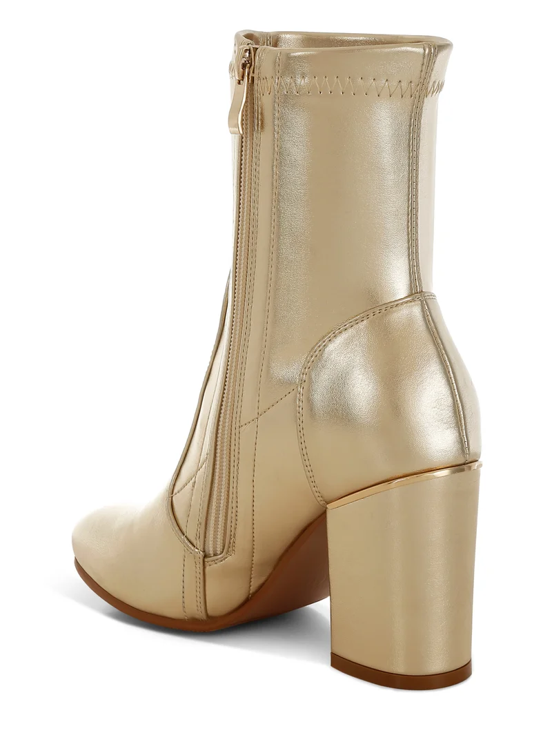 London Rag Metallic Pleather Sock Boots in Gold