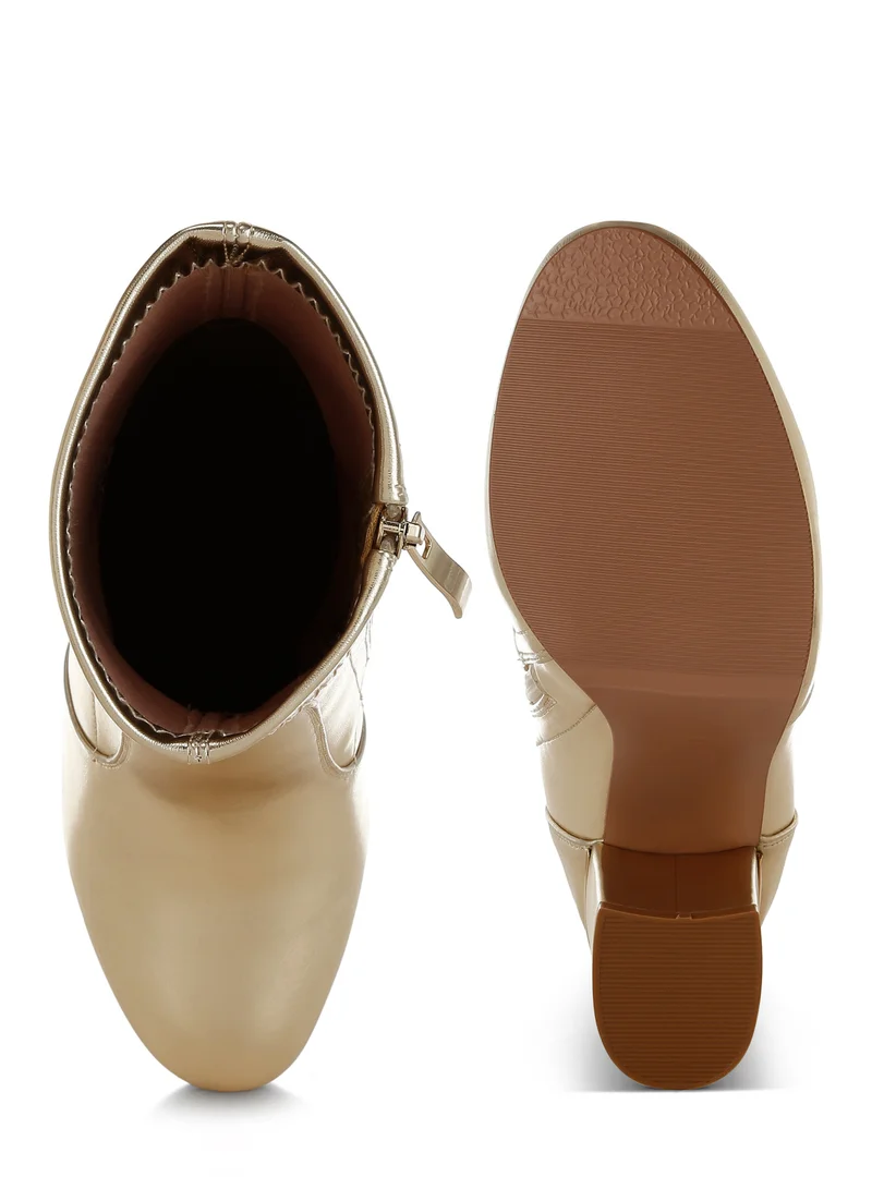 London Rag Metallic Pleather Sock Boots in Gold