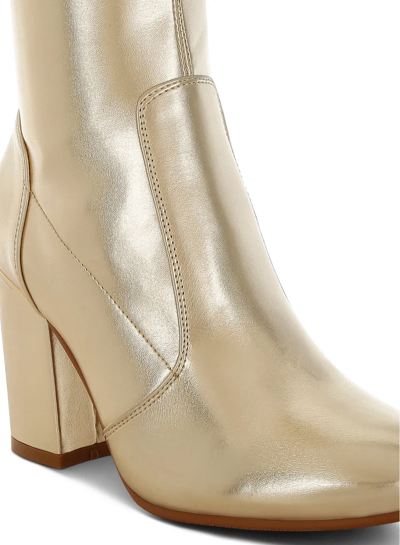 London Rag Metallic Pleather Sock Boots in Gold