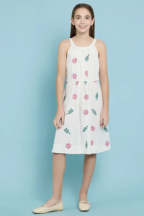 R&B Embroidered Sleeveless Fit & Flare Dress