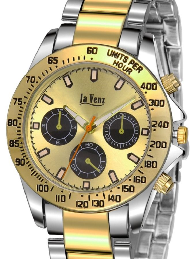 جا فنز ساعة يد للرجال من جافينز ستانلس ستيل لون ذهبي فضي - Image 2