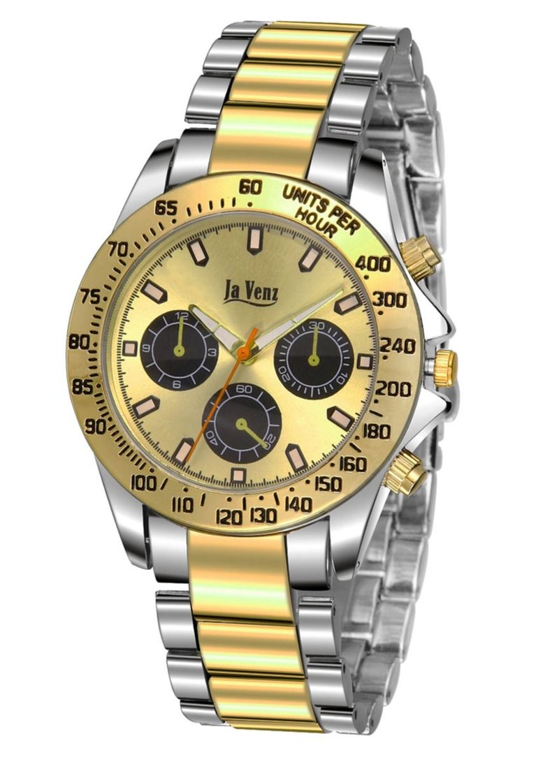 جا فنز ساعة يد للرجال من جافينز ستانلس ستيل لون ذهبي فضي - Image 1