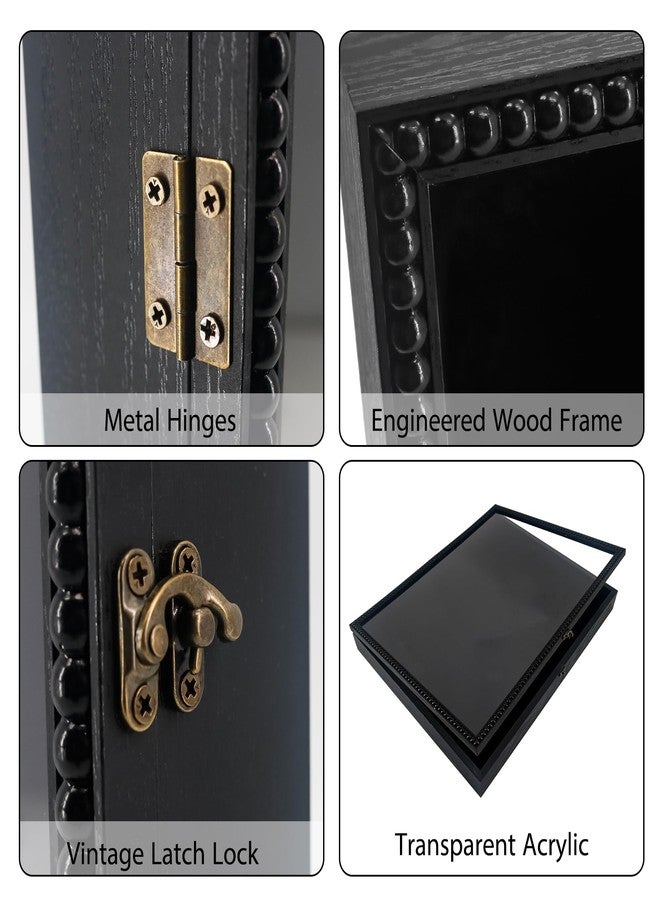 FramePro Shadow Box Deep Front Open with Hinge Beaded Designed Display Case with Linen Back, Picture Frame Wedding Bouquet Memorabilia Medals Photos Memory Box for Keepsakes Black 16x20 - Image 3