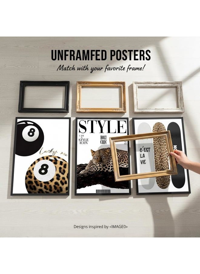 Khioea 3Pcs Trendy Leopard Wall Art Preppy Aesthetic Stylish Leopard Painting Picture Wall Decor Funky Lucky 8 Ballt Cheetah Poster Print Artwork for Bedroom Living Room Bathroom Home Decoration Unframed - Image 3