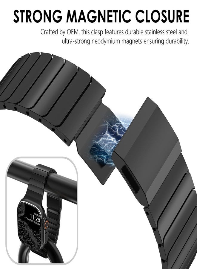 NewWays Grade2 Titanium Band Compatible with Apple Watch Ultra/Ultra 2 Band 49mm, iWatch Series 10 46mm 45mm Series 9/8/7 44mm Series 6/5/4 SE Titanium Metal Link Bands, Black - Image 4