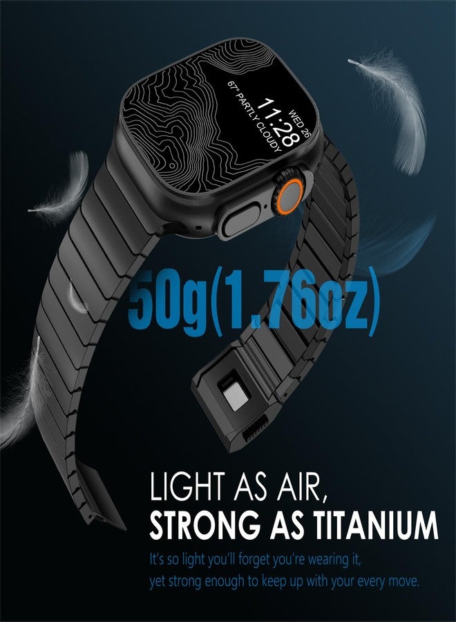 NewWays Grade2 Titanium Band Compatible with Apple Watch Ultra/Ultra 2 Band 49mm, iWatch Series 10 46mm 45mm Series 9/8/7 44mm Series 6/5/4 SE Titanium Metal Link Bands, Black - Image 3