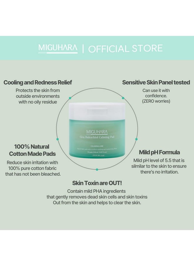 MIGUHARA Cica Bakuchiol Calming Pad | Korean Skincare Toner Pad (150ml/5.07 fl.oz.)  - Image 3