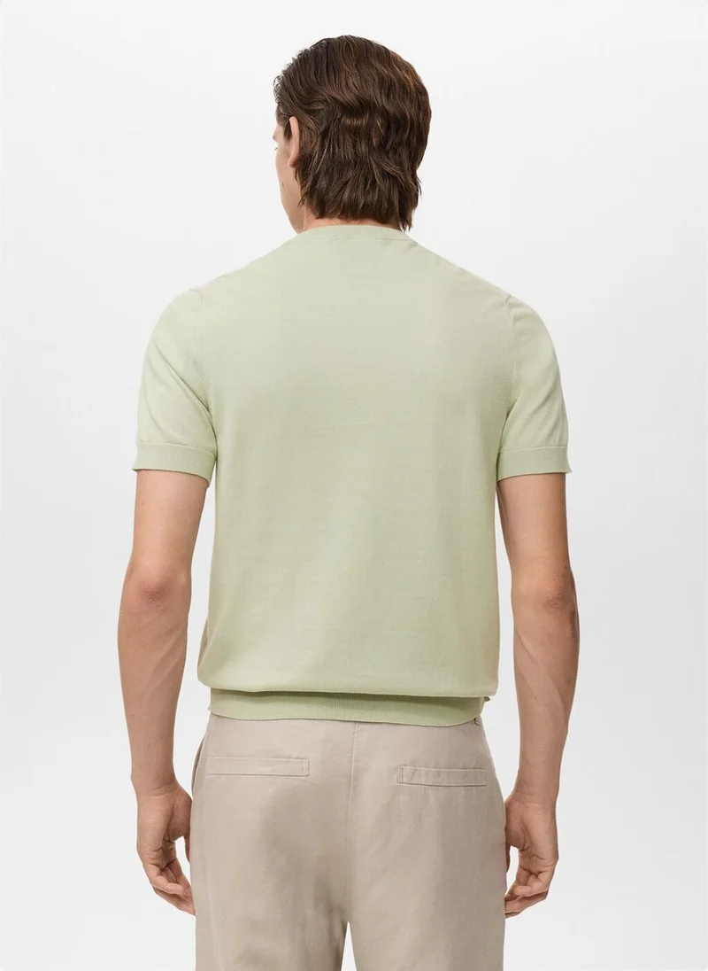 مانجو Cotton Fine-Knit T-Shirt