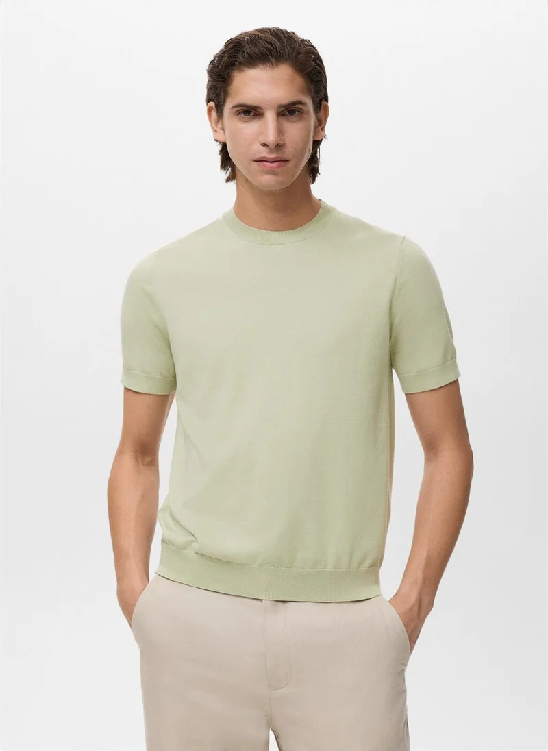 مانجو Cotton Fine-Knit T-Shirt