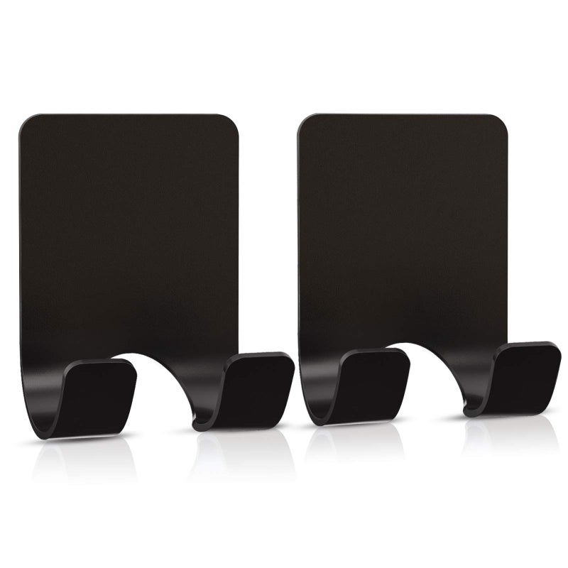 VIS'V Shower Wall Razor Holder, Metal Adhesive Razor Hooks for His and Hers, Waterproof, Black, 2 Pcs - Image 1