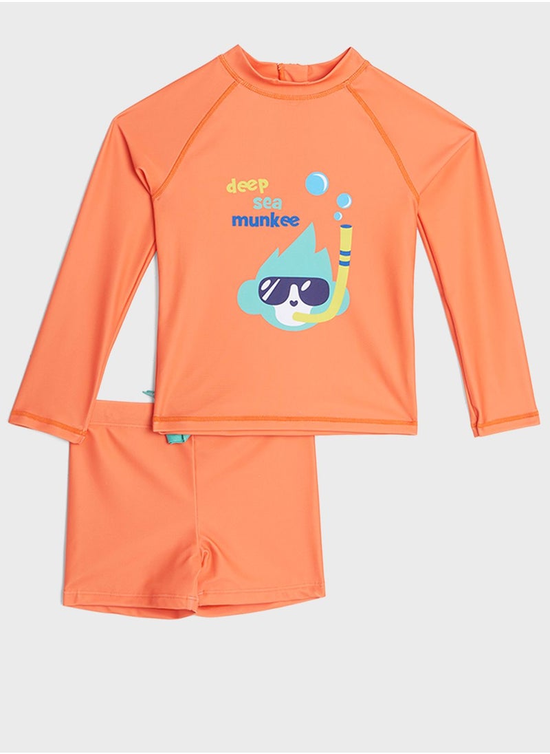 Cheekee Munkee - Kids Printed T-Shirt And Shorts Set - Image 1