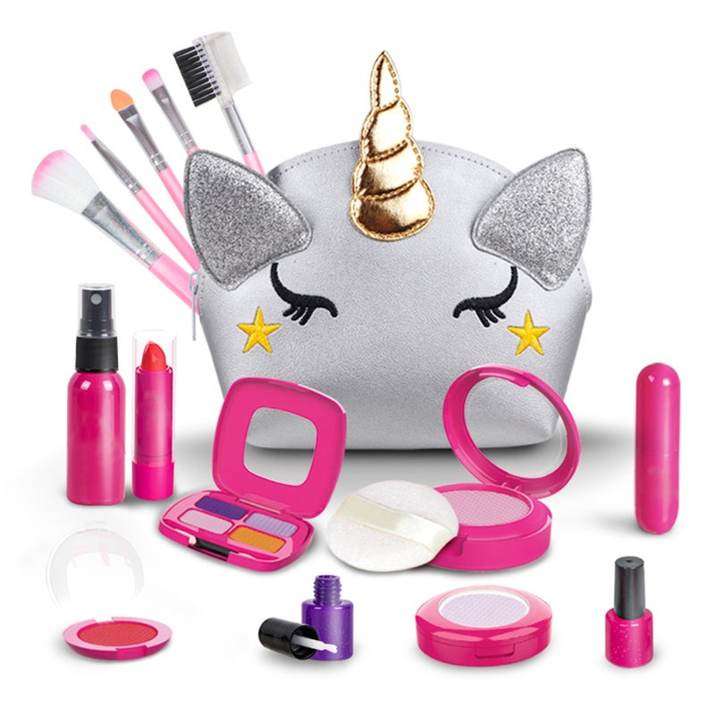 Pretend Makeup Kit: 15-Piece Multicolor All-In-One Set - Imagination Boosting Pretend Play Makeup Set for Little Girls Princess Dress-Up & Friend Play - Image 1