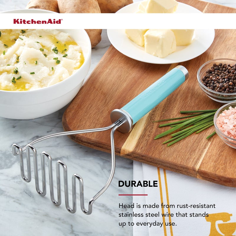 KitchenAid Gourmet Stainless Steel Wire Masher, 10.24-Inch, Aqua Sky - Image 4