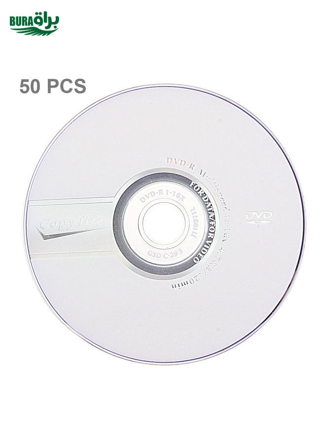 BURAQ 12cm Blank DVD-R, 4.7GB/120mins, Pack of 50  - Image 1
