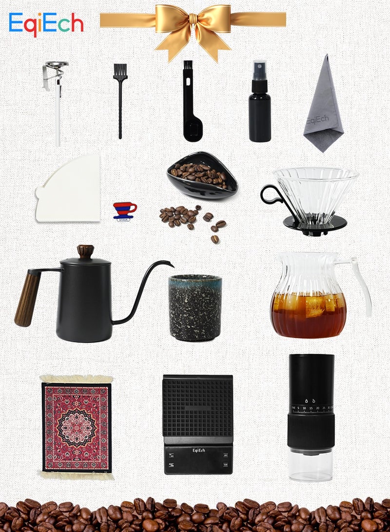 EqiEch V60 Coffee Maker Set Cordless Rechargeable Electric Coffee Grinder Drip Coffee Tools Kit Hand Brew Coffee Machine Accessories Suitable For 1-4 CUPS  - Image 1