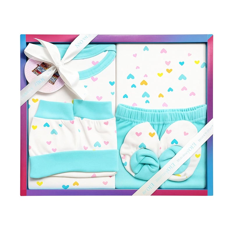 EIO طقم هدايا للأطفال حديثي الولادة ملابس هدايا 6 قطع (ليكا)، أزرق - Image 4