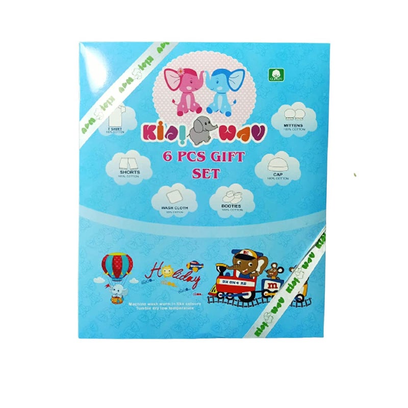 EIO طقم هدايا للأطفال حديثي الولادة ملابس هدايا 6 قطع (ليكا)، أزرق - Image 2