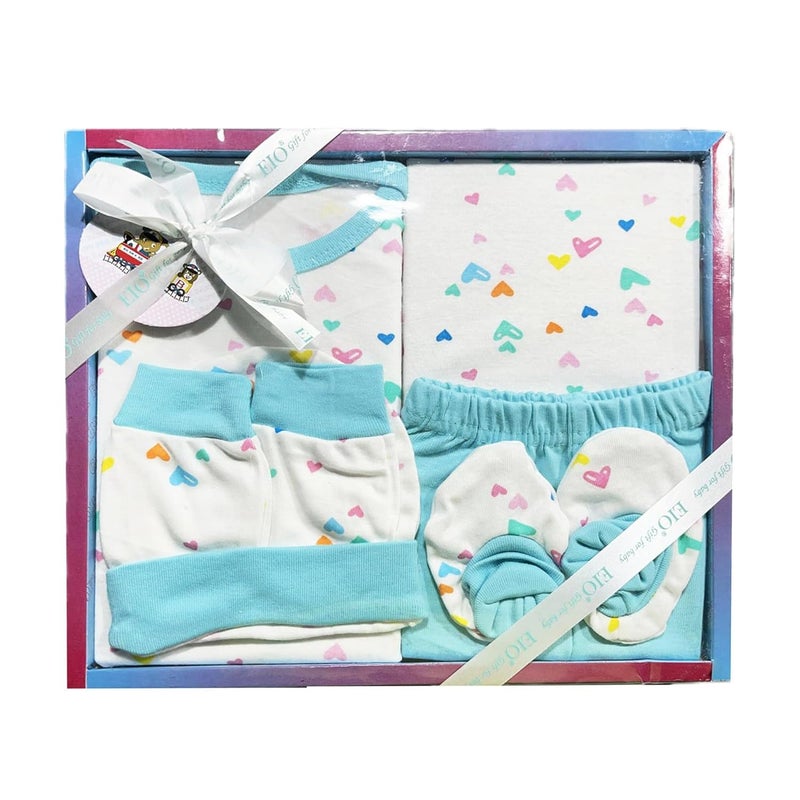 EIO طقم هدايا للأطفال حديثي الولادة ملابس هدايا 6 قطع (ليكا)، أزرق - Image 1