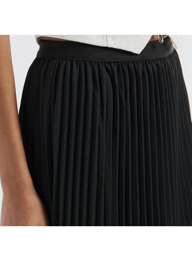 Splash FAV Pleated A-line Skirt with Elasticated Waistband  - Image 4