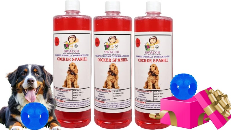 swacch Pet Shampoo | Puppy Safe Shampoo | PH Balanced | Ditch to Itch for Cocker Spaniel Dog Shampoo 3 Litre (Jasmine) + Goofy Ball Chew Toy Combo Pack - Image 1