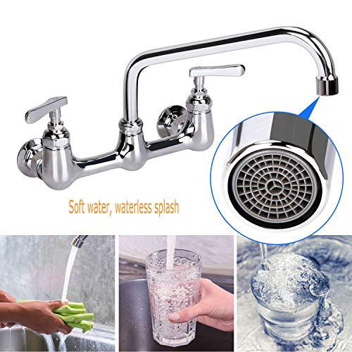 KWODE 8” Swivel Swing Nozzle Spout Replacement Kit for All Brand Commercial Kitchen Sink Faucet with M25*1.25mm Connector Size and 2.2 GPM Aerator, 360°Stainless Steel Add-on Spout Chrome Finish - Image 3