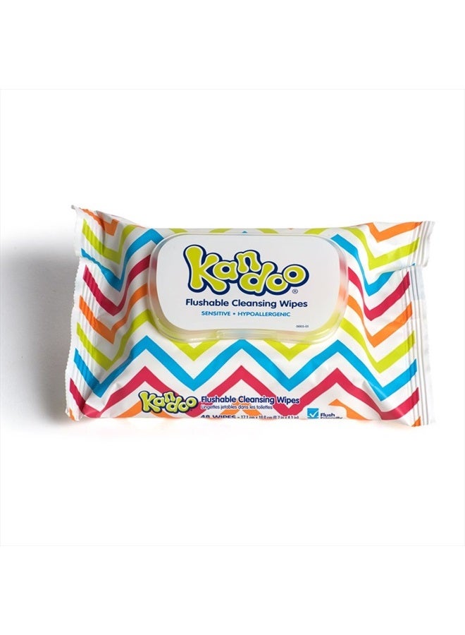 Kandoo Flushable Wipes for Baby and Kids by Kandoo, Sensitve and Unscented Formula, Hypoallergenic Potty Training Wet Cleansing Cloths , 48 Count, Pack of 12 - Image 2
