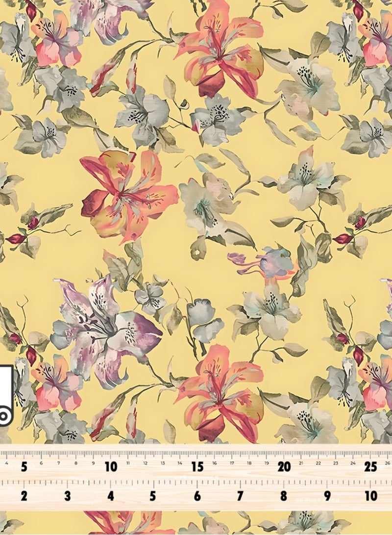 فيلاتو Ø¬Ù„Ø§Ø¨ÙŠØ© Ù…Ø®ÙˆÙŠØ± Ø¨ØªØµÙ…ÙŠÙ… Ø²Ù‡ÙˆØ± Ø¨Ø§Ù„Ù„ÙˆÙ†ÙŠÙ† Ø§Ù„Ø£ØµÙ�Ø± ÙˆØ§Ù„ÙˆØ±Ø¯ÙŠØŒ Ù‚Ù…Ø§Ø´ Ø­Ø±ÙŠØ± Ø¹Ø±Ø§Ù…ÙŠ Ù…Ù† Ø§Ù„Ù„ÙŠÙ„ØŒ Ù…Ù‚Ø§Ø³ 58 Ø¨ÙˆØµØ©ØŒ ØªØµÙ…ÙŠÙ… Ø²Ù‡ÙˆØ±ØŒ Ø®ÙŠØ§Ø·Ø©ØŒ Ø¹Ø±Ø¶ 58 Ø¨ÙˆØµØ© - Image 4