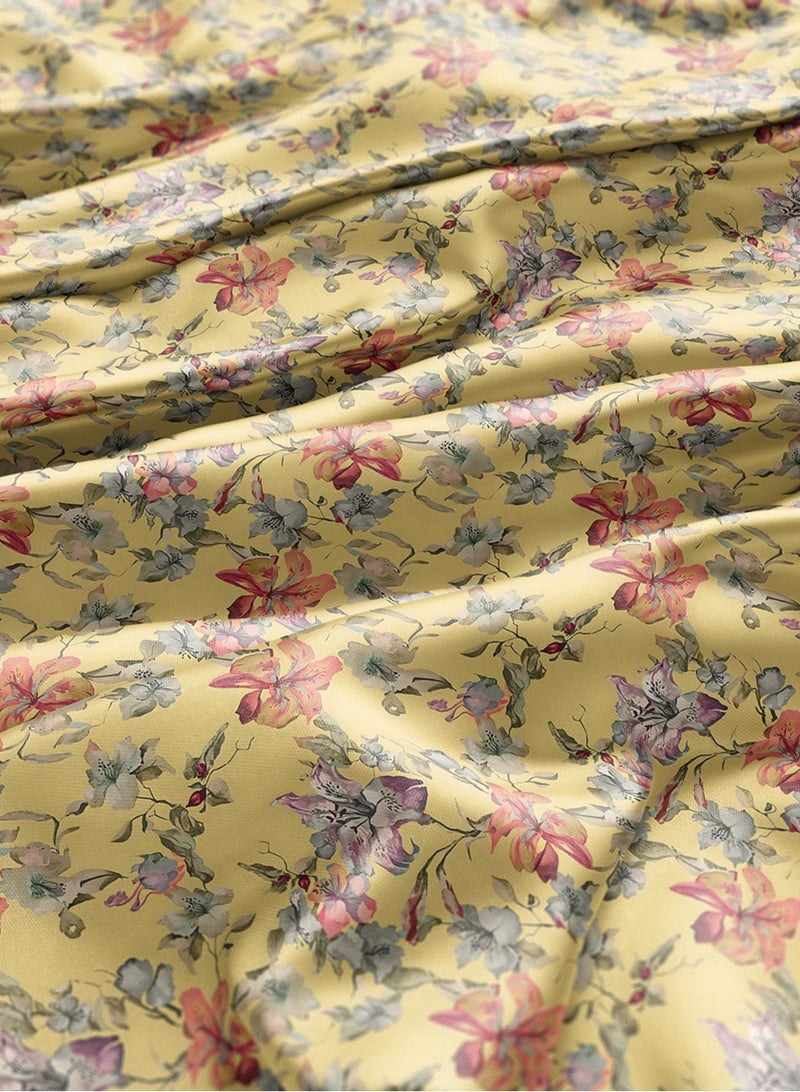 فيلاتو Ø¬Ù„Ø§Ø¨ÙŠØ© Ù…Ø®ÙˆÙŠØ± Ø¨ØªØµÙ…ÙŠÙ… Ø²Ù‡ÙˆØ± Ø¨Ø§Ù„Ù„ÙˆÙ†ÙŠÙ† Ø§Ù„Ø£ØµÙ�Ø± ÙˆØ§Ù„ÙˆØ±Ø¯ÙŠØŒ Ù‚Ù…Ø§Ø´ Ø­Ø±ÙŠØ± Ø¹Ø±Ø§Ù…ÙŠ Ù…Ù† Ø§Ù„Ù„ÙŠÙ„ØŒ Ù…Ù‚Ø§Ø³ 58 Ø¨ÙˆØµØ©ØŒ ØªØµÙ…ÙŠÙ… Ø²Ù‡ÙˆØ±ØŒ Ø®ÙŠØ§Ø·Ø©ØŒ Ø¹Ø±Ø¶ 58 Ø¨ÙˆØµØ© - Image 3