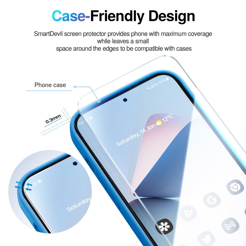 SMARTDEVIL [3 Pack for Samsung Galaxy S25 Screen Protector, Finger Print Reader Compatible, Fast & Easy Installation, Clear 9H Tempered Glass Film, Alignment Frame [Dust-Free & Bubble-Free] - Image 2