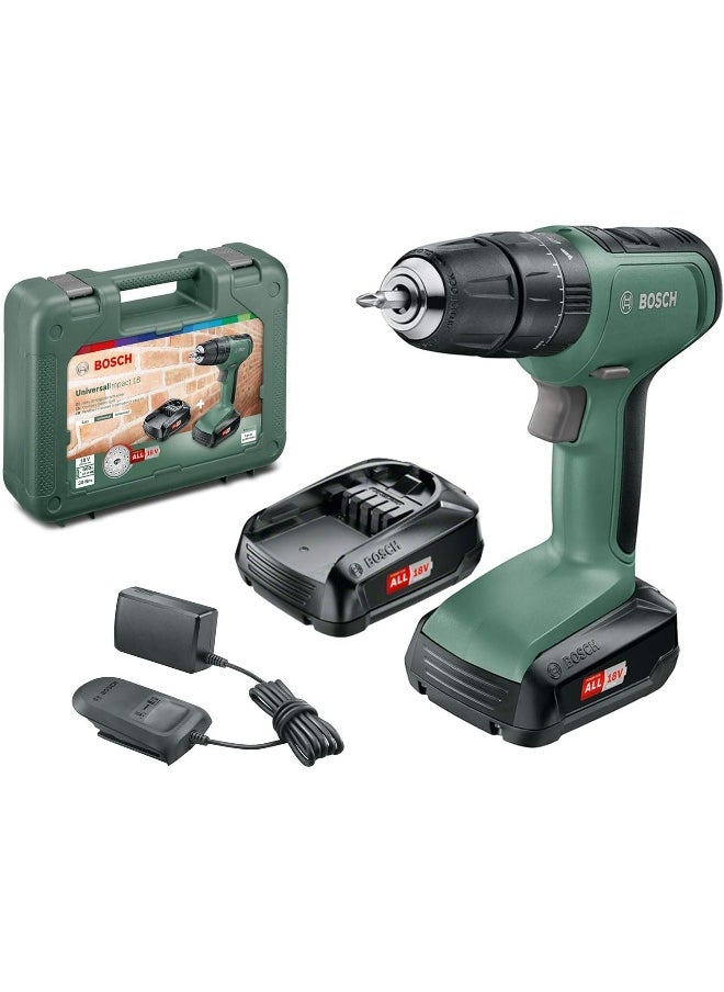 BOSCH Diy Tools Universal Impact 18 Cordless Combi Drill With Two 18 V Lithium-Ion Batteries  - Image 1