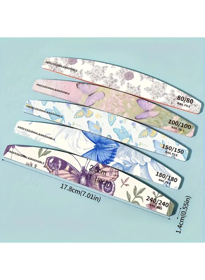 Reusable 5pcs Double Sided 80 100 150 180 240 Grit Nail Files For Professional Pedicure - Image 4