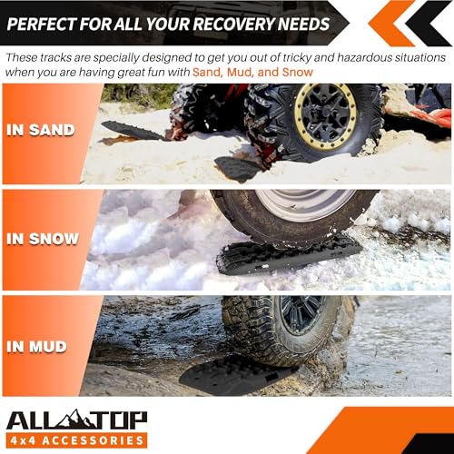 ALL-TOP أل-توب لوحات استرداد الجر الصغيرة، مسارات احتكاك الإطارات القابلة للانحناء للطرق الوعرة للرمال والطين والثلج، 2 قطعة ومجموعة تركيب (الجيل الثالث، أسود) - Image 5