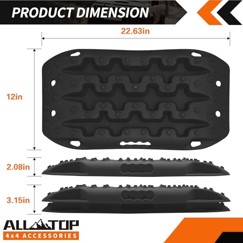ALL-TOP أل-توب لوحات استرداد الجر الصغيرة، مسارات احتكاك الإطارات القابلة للانحناء للطرق الوعرة للرمال والطين والثلج، 2 قطعة ومجموعة تركيب (الجيل الثالث، أسود) - Image 4