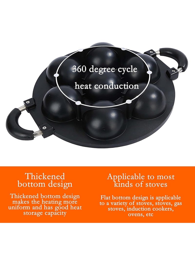 DubaiGallery Classic Style Cookware Fry Pan 7 Holes Round Metal Aluminum Cookware Nonstick Egg Cake Grill Pan with Clear Glass Lids - Image 3