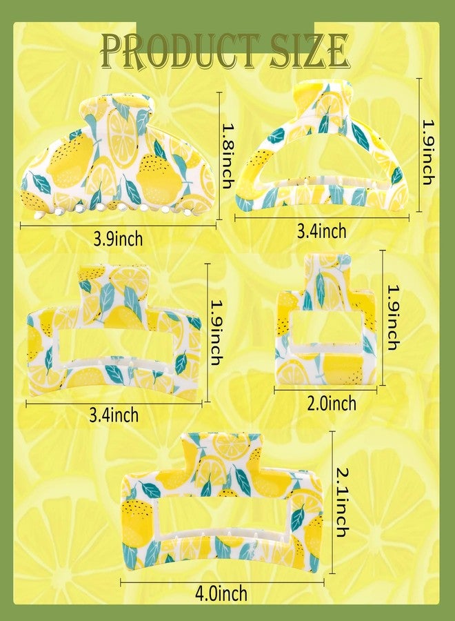 Hapdoo 5pcs Square Lemon Print Hair Clips, Hapdoo Yellow Fruit Hair Clips Lemon Hair Accessories, Fun Hair Decorative Claw Clip for Women Girls - Image 2