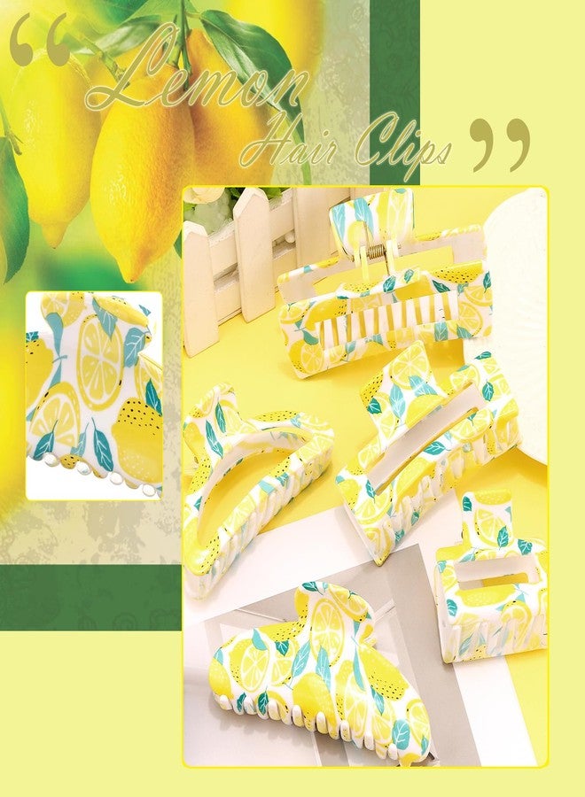 Hapdoo 5pcs Square Lemon Print Hair Clips, Hapdoo Yellow Fruit Hair Clips Lemon Hair Accessories, Fun Hair Decorative Claw Clip for Women Girls - Image 3